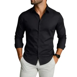 FATTY MOOUSE Men Slim Fit Solid Spread Collar Casual Shirt in Solid Color – Stylish Full Sleeve Casual Wear for Men