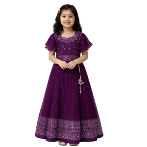UNIQUEZONE Girls Maxi Full Length Festive Wedding Dress for Kids in Elegant Party Wear Design