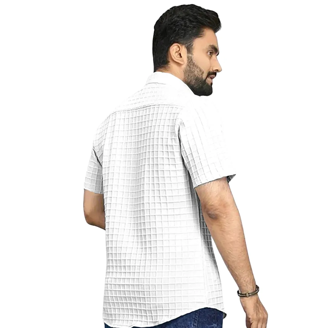 COMBRAIDED Men Regular Fit Self Design Spread Collar Casual Shirt for Men – Stylish Regular Fit with Self Design and Spread Collar