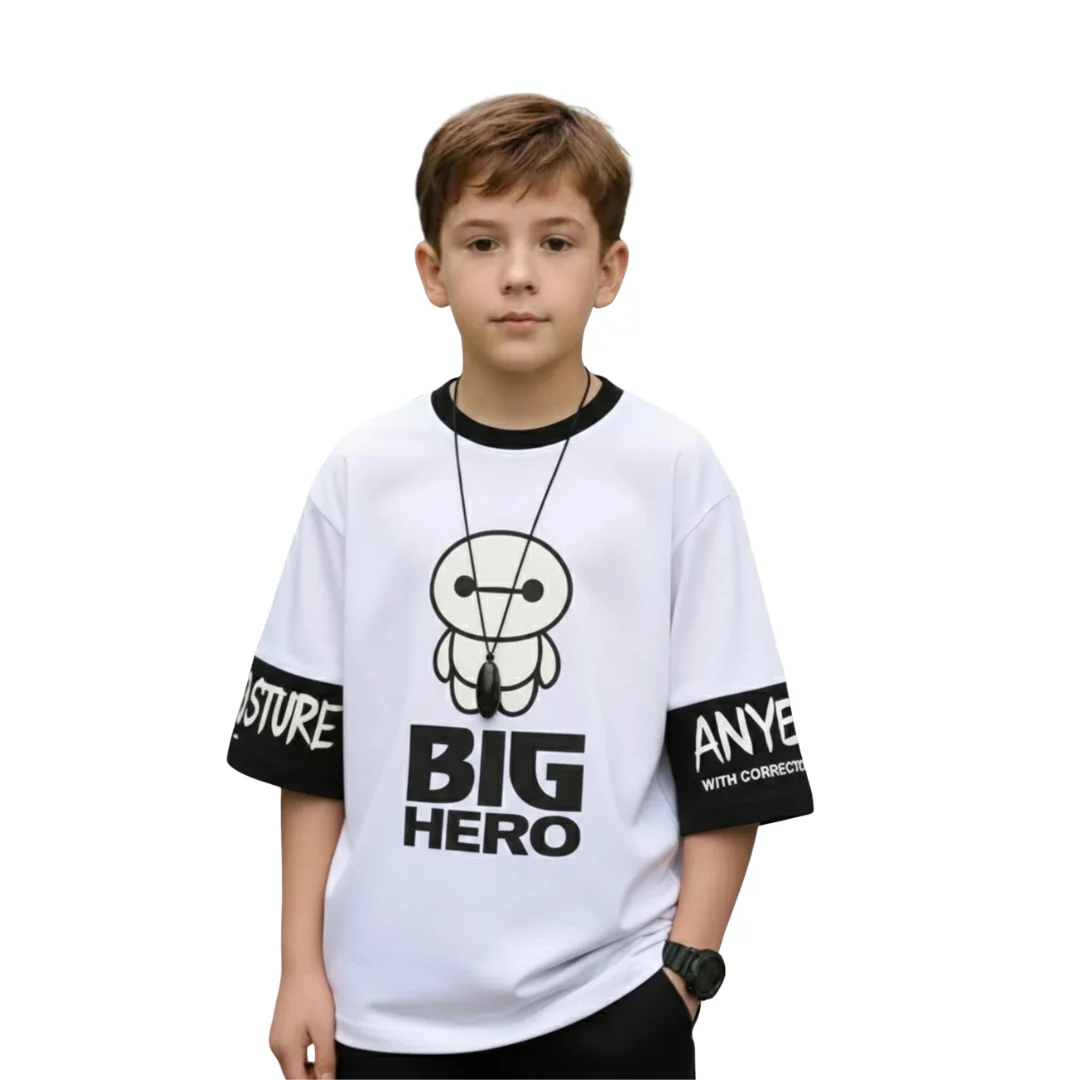 FASHA Boys Printed Cotton Blend Regular T Shirt White Pack