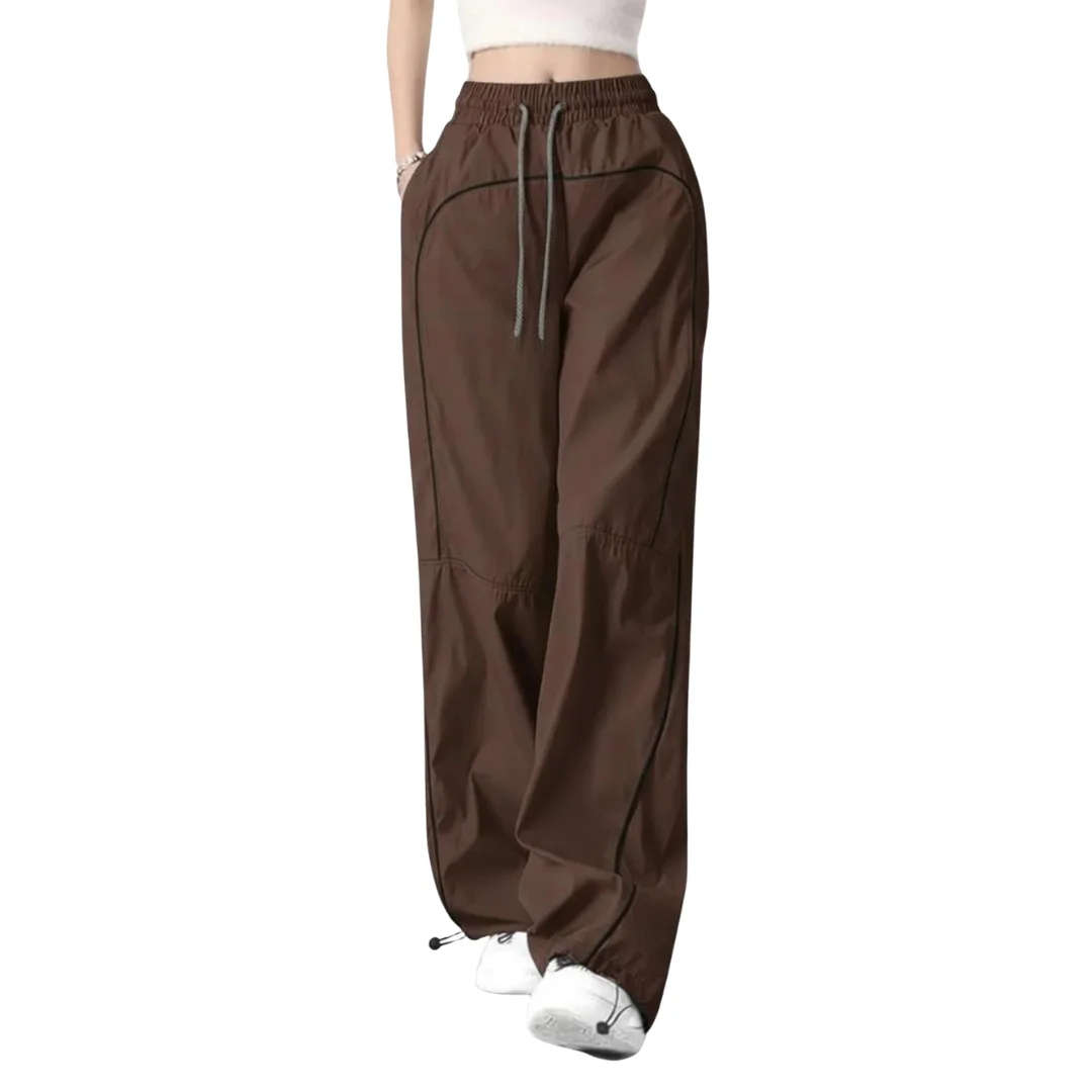 LEXREX Women's Regular Fit Brown Cotton Blend Trousers with a comfortable fit and stylish design for everyday wear.