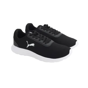 PUMA Bridge Comfort Sneakers for Men in Black featuring a lightweight design, cushioned sole, and lace-up closure for everyday comfort.